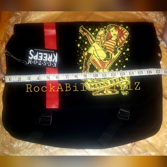 Sourpuss Man's Ruin Pinup Girl Martini Glass Tattoo Flash Laptop Messenger Bag - Picture 2 of 16